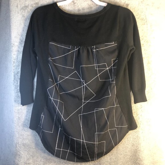 NY & Co. Women’s XS Lightweight 3/4 Raglan Sleeve Abstract Geometric Sweater Top - Picture 3 of 11